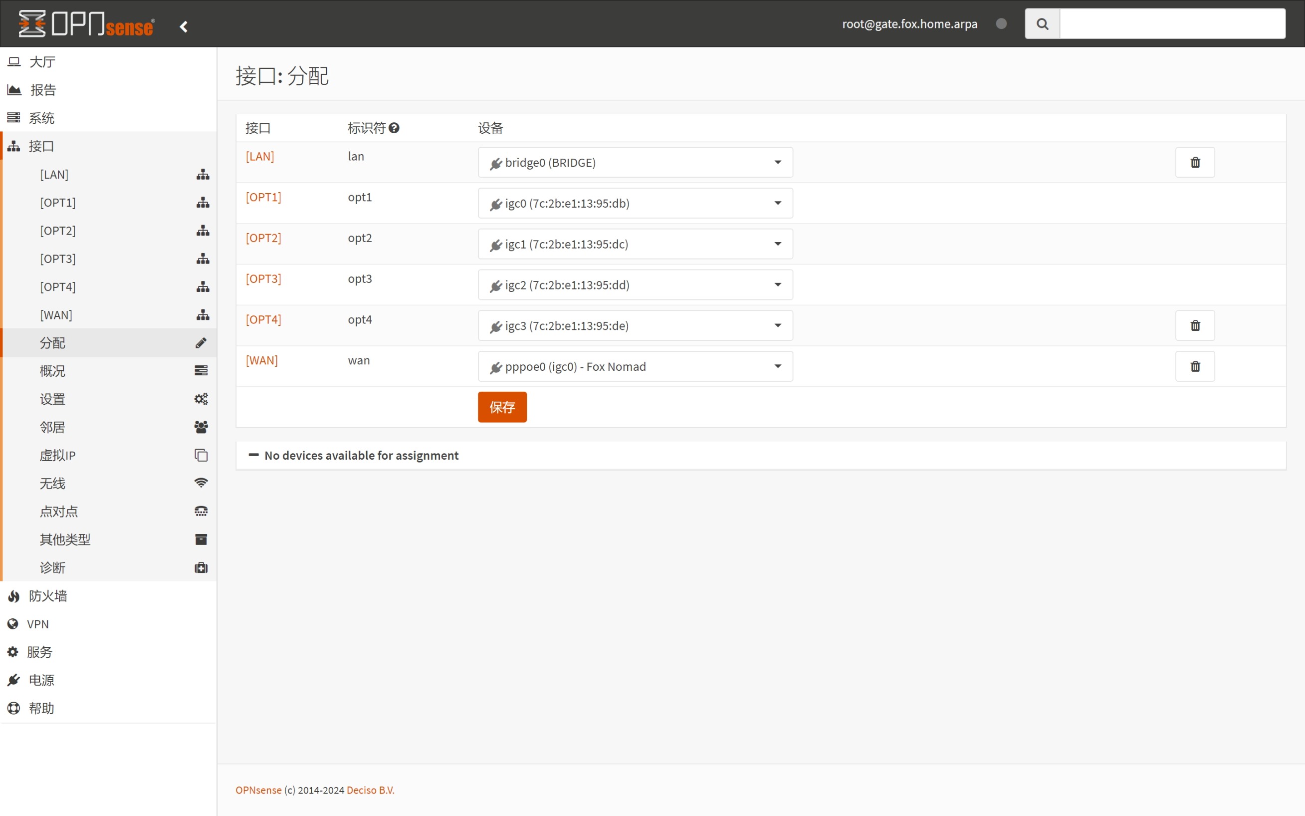 Opt4 File Example 分配网络接口 | opnsense